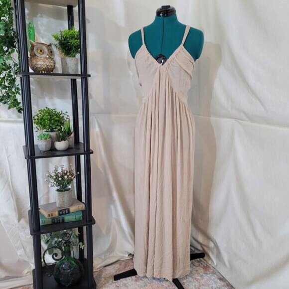 OneTheLand Beige Backless Maxi Dress - Size Large - Picture 2 of 10